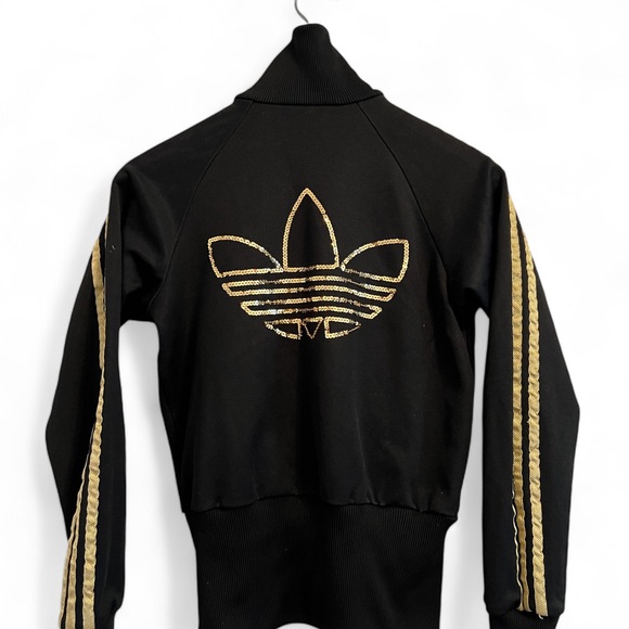 Adidas Black & Gold Sequin Sweater (Great Condition) 53% Cotton , 47% Polyester - Picture 9 of 13